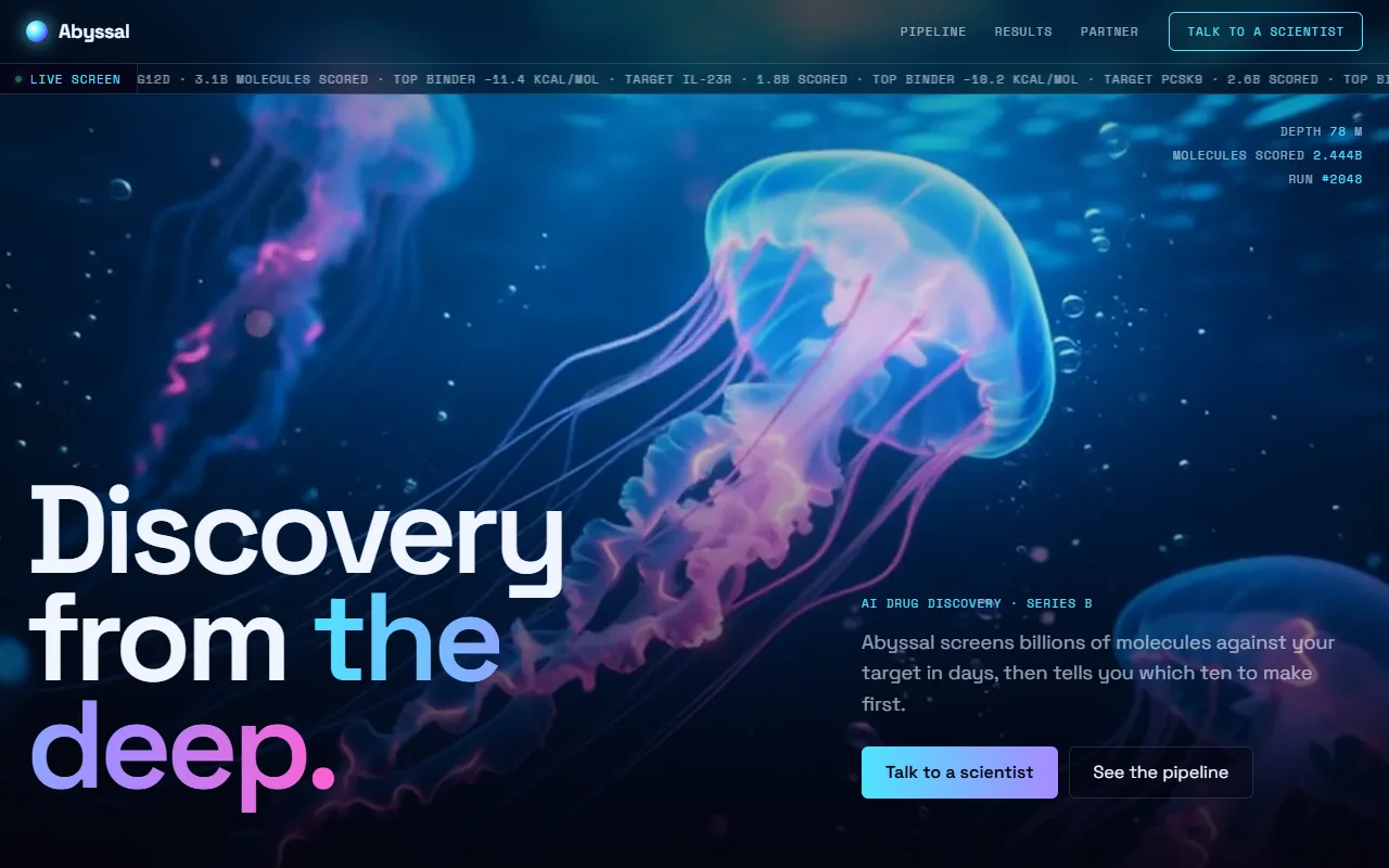 Abyssal Bio AI Discovery website template