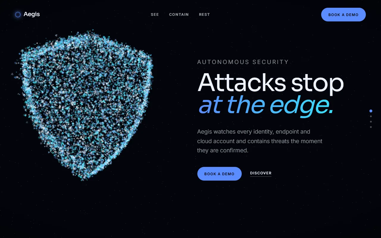 Aegis Cybersecurity Particle Scene website template