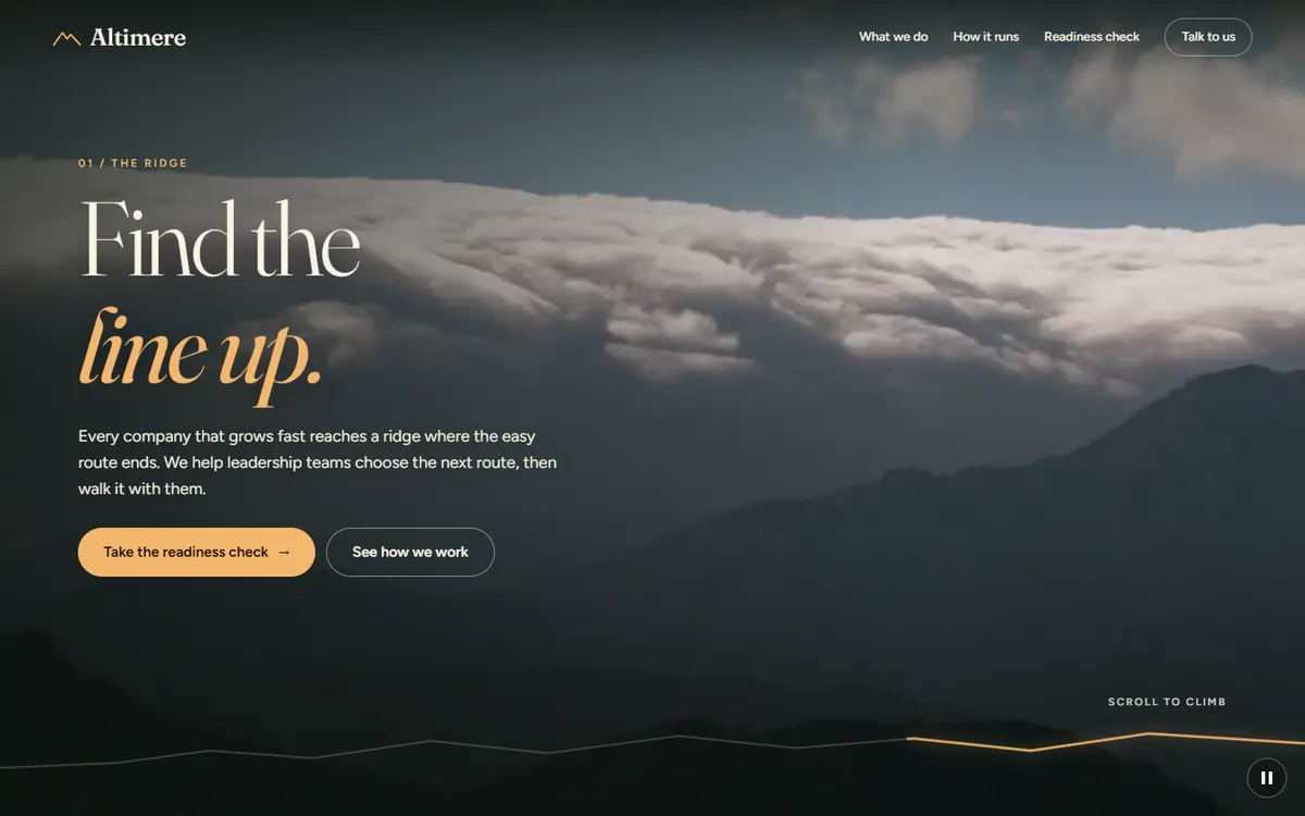 Altimere: Climb a Real Mountain as You Scroll website template