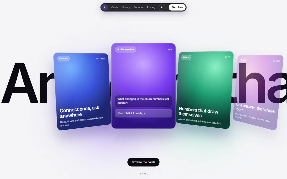 Ansa Glass Cards Over Sliding Type website template