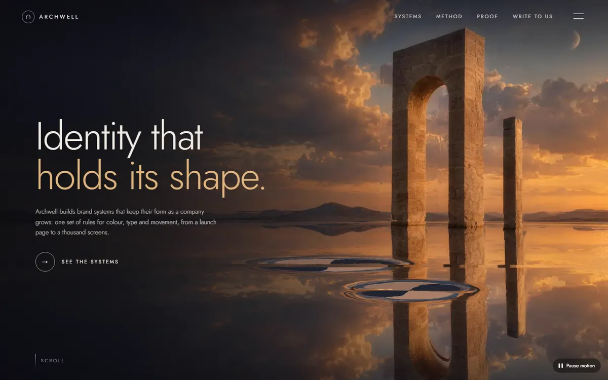 Archwell Stone Arch Over Wind-Rippled Water website template