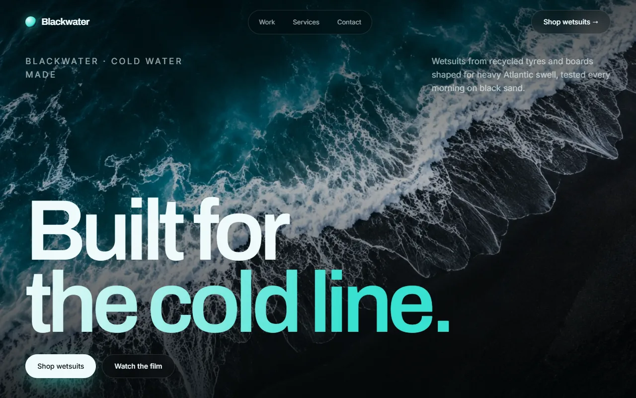 Blackwater Surf Wetsuit Brand website template