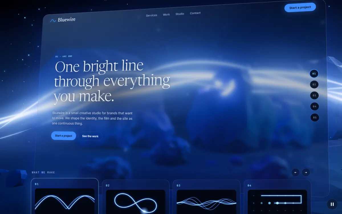Bluewire Light Ribbon Studio website template
