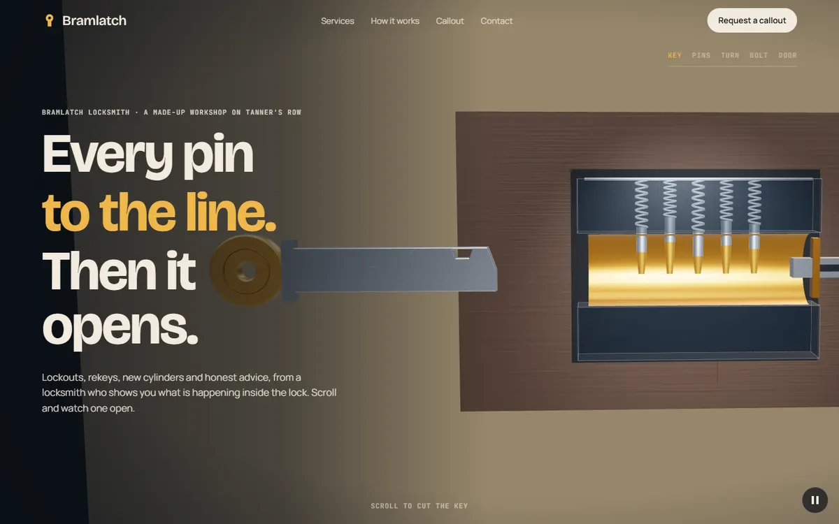 Bramlatch Lock That Opens Pin by Pin website template
