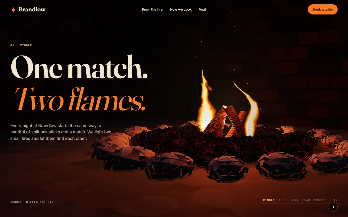 Brandlow Fire That Leans and Burns Down to Coals website template