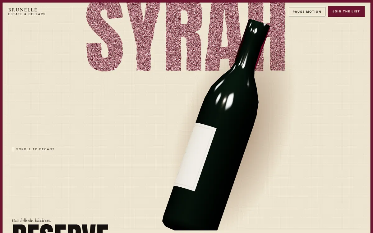 Brunelle Wine Bottle Through Giant Grape Type website template