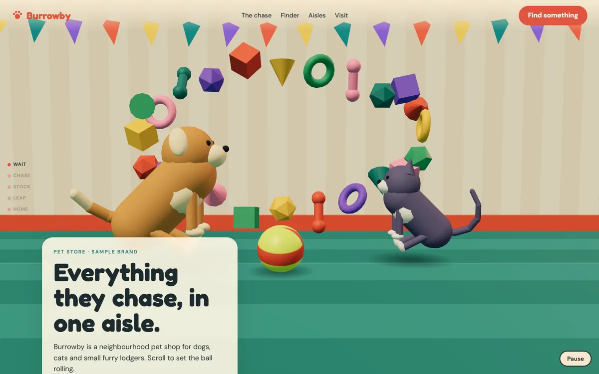 Burrowby Pet Aisle Where Shelves Slide In website template