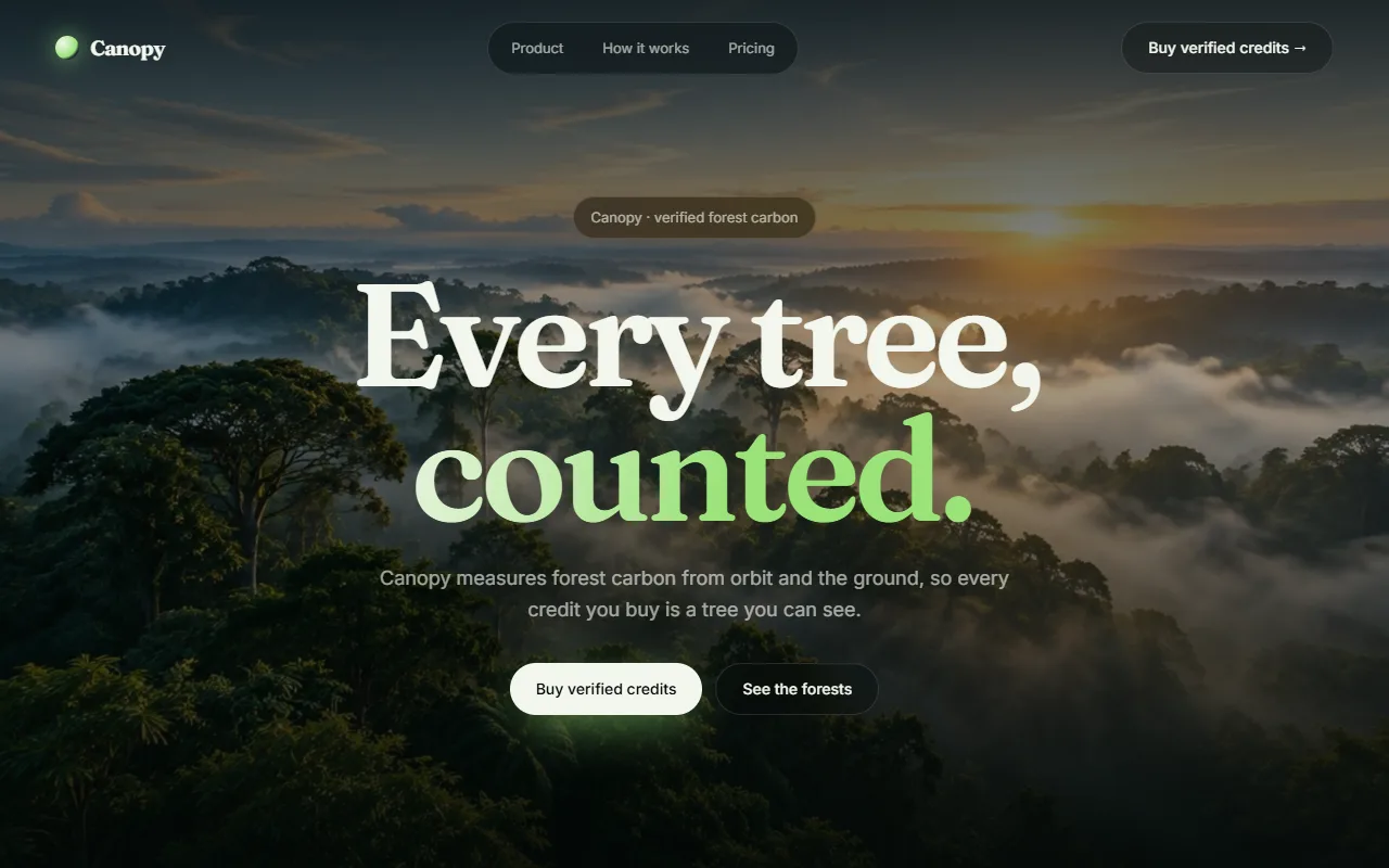 Canopy Carbon Climate Platform website template