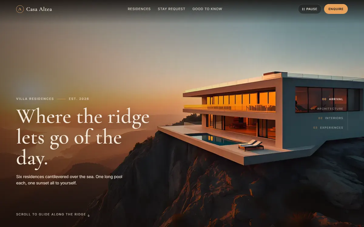 Casa Altea Cliff Villa Film Scrubbed by Scroll website template