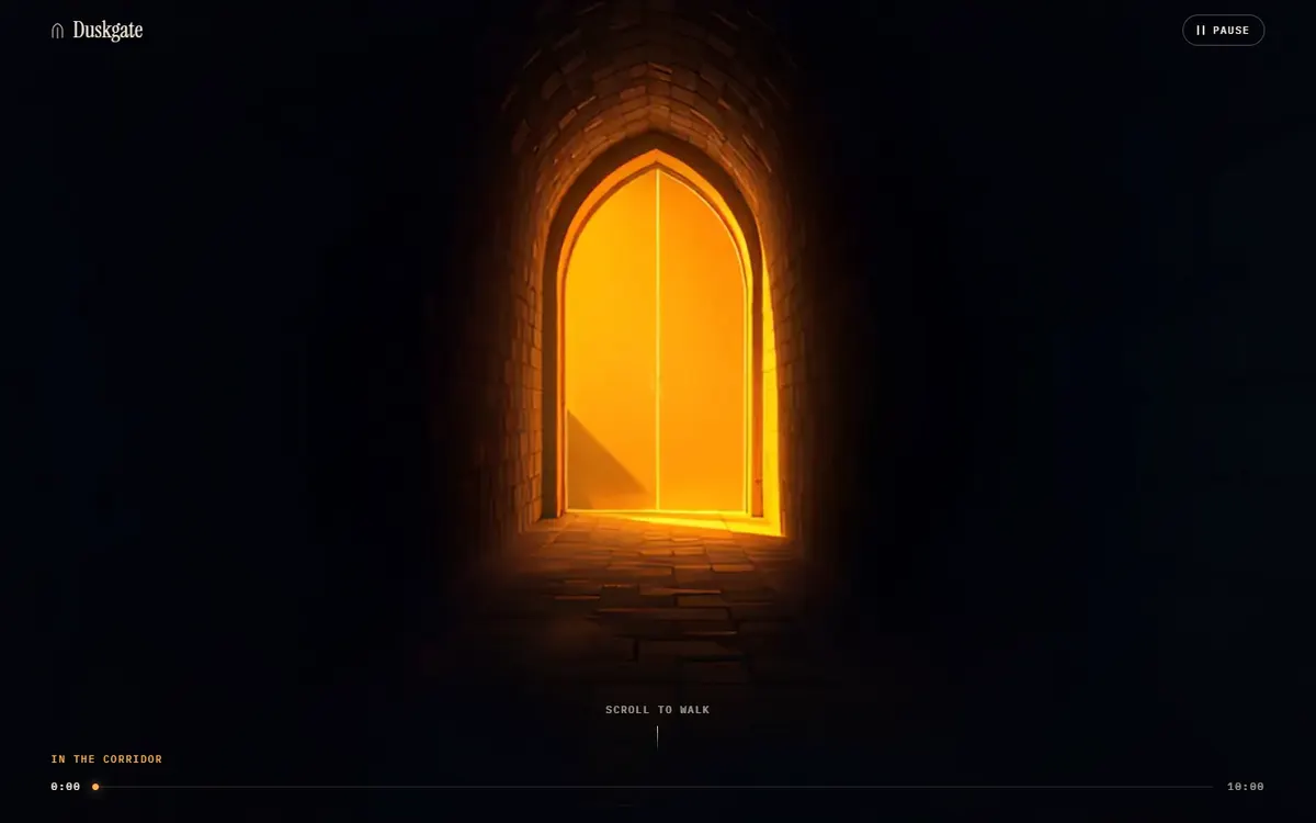 Duskgate Walk Through a Glowing Door Into Sleep website template