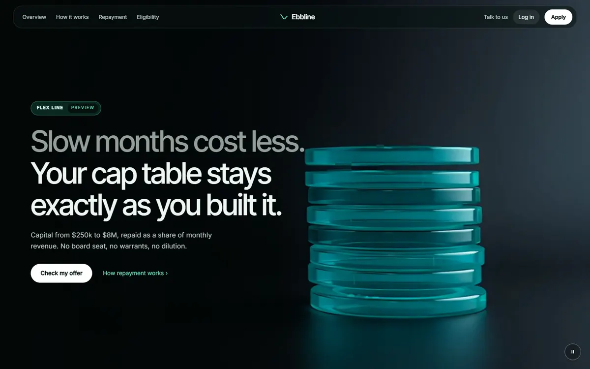 Ebbline Teal Glass Discs on Black website template