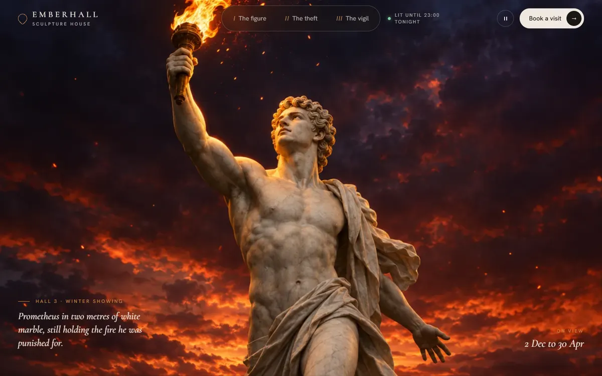 Emberhall Stolen Fire Sculpture Show website template