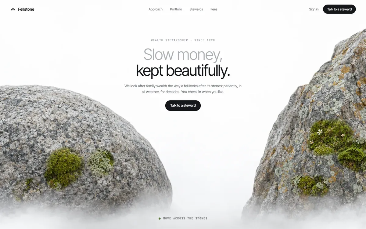 Fellstone Moss That Grows Under Your Cursor website template