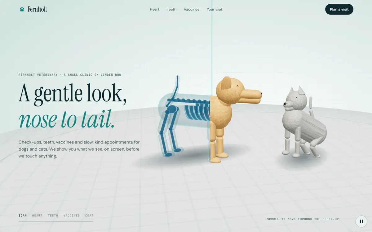 Fernholt Vet Scan Line on a Light Table website template