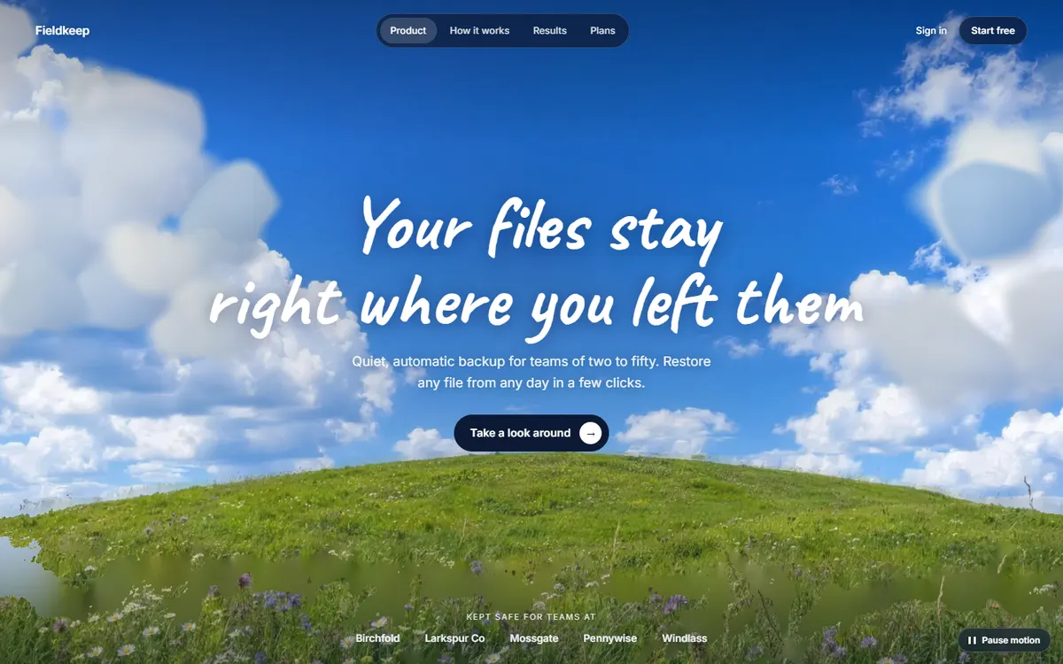 Fieldkeep Cumulus Towers Over a Summer Hill website template