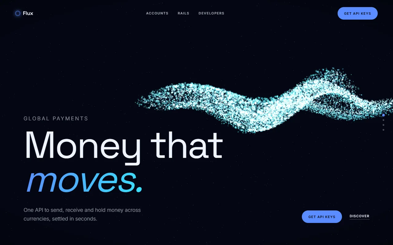 Flux Fintech Particle Scene website template