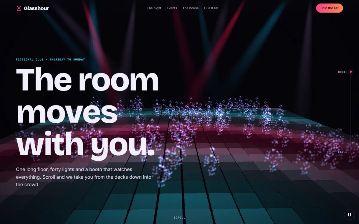 Glasshour Nightclub Floor That Ripples Under Beams website template
