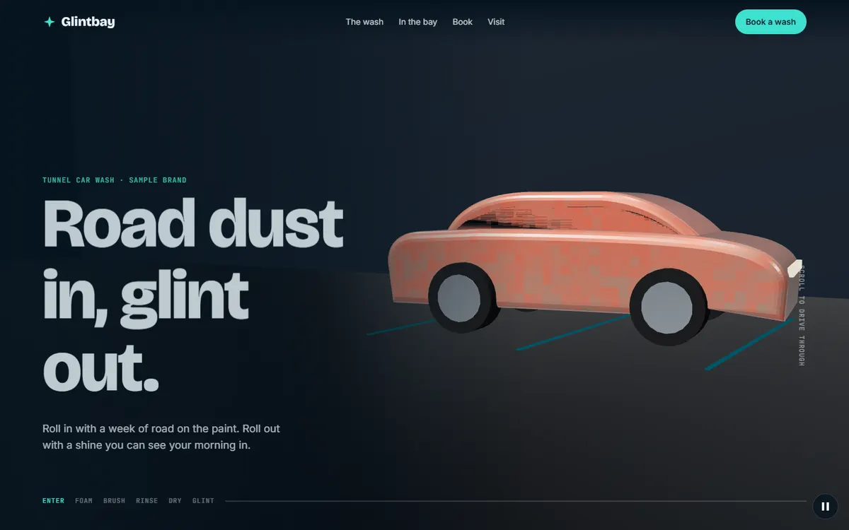 Glintbay Car Wash That Rolls Through the Tunnel website template