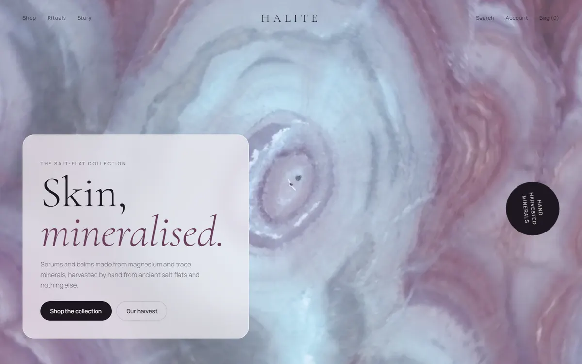 Halite Mineral Skincare website template