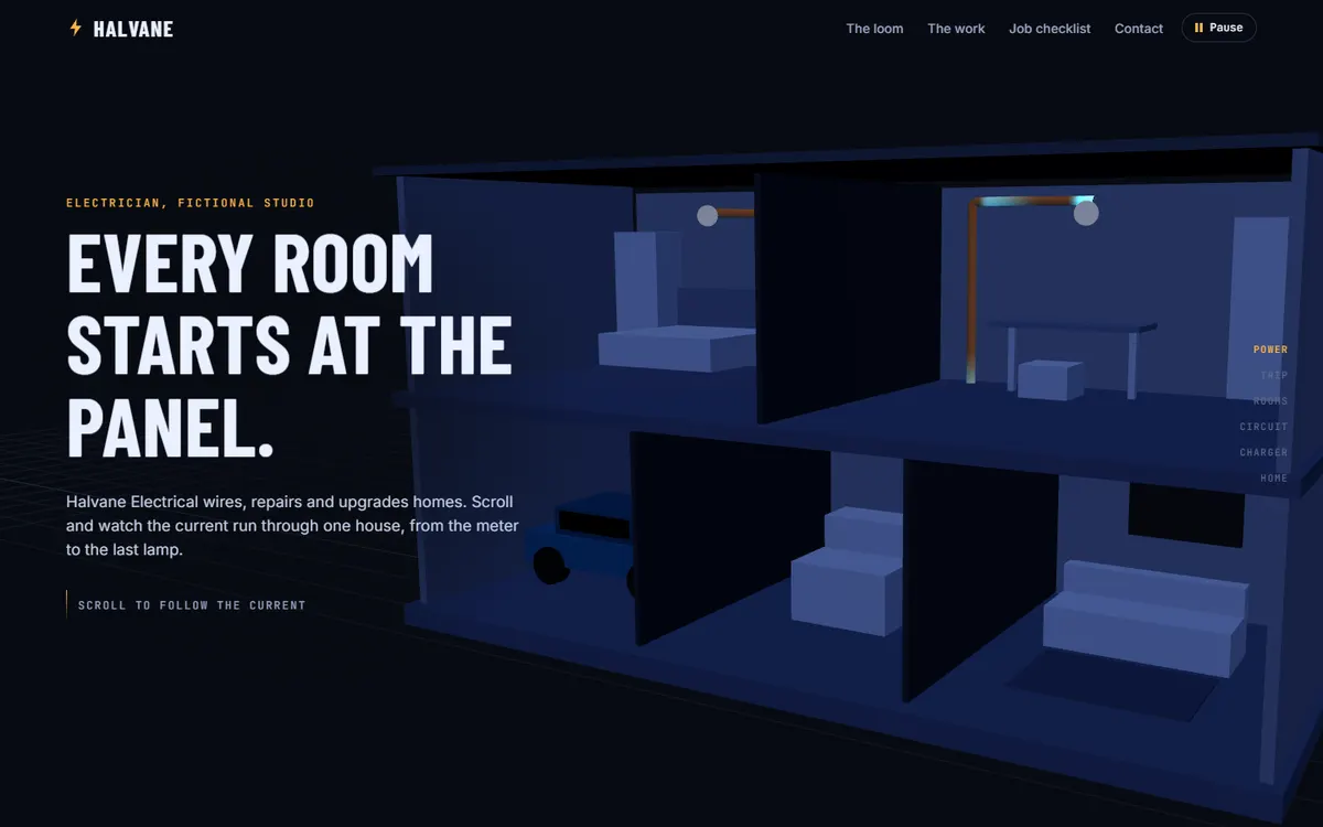 Halvane Electrician Loom That Lights a House website template