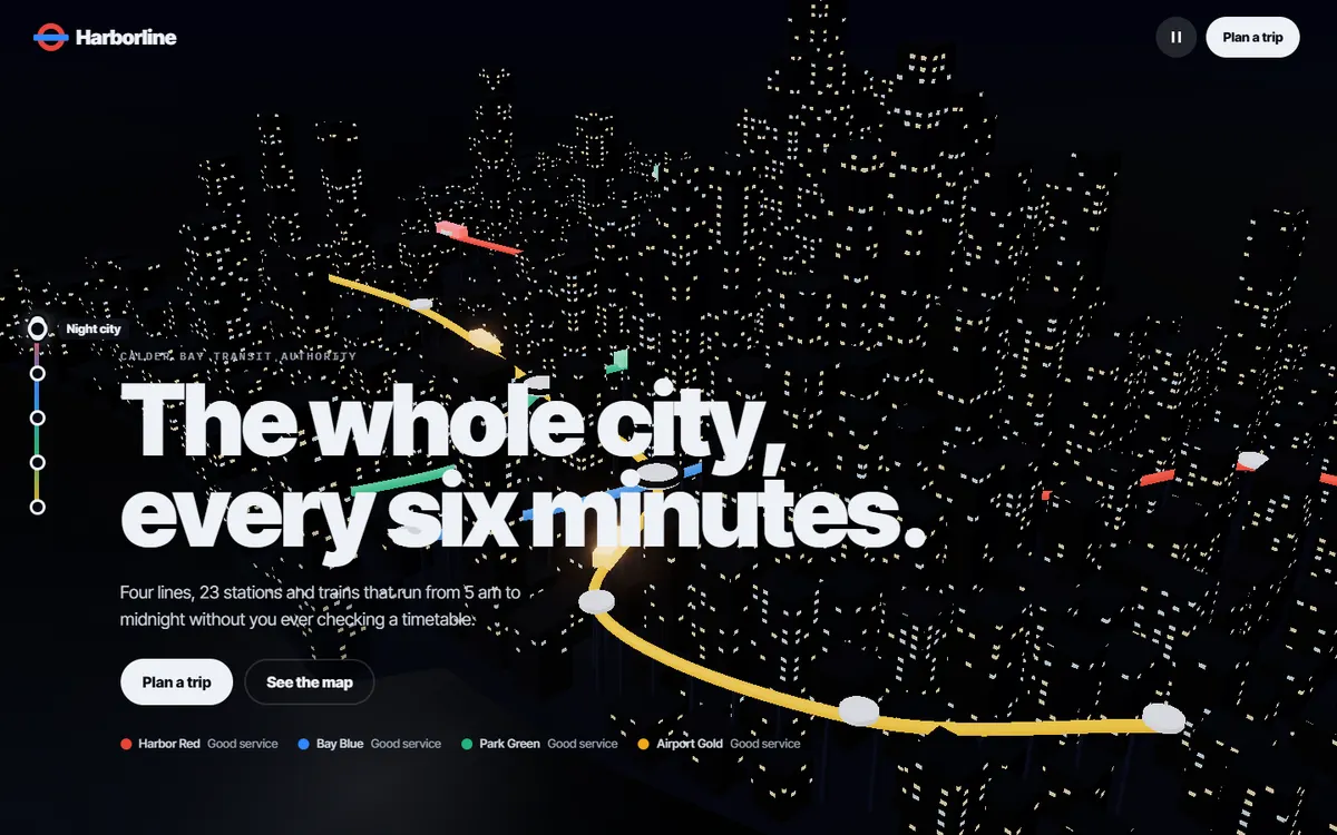 Harborline Transit Night City to Subway Map website template