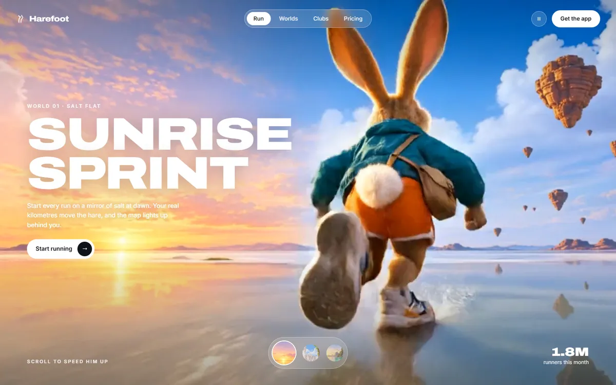 Harefoot Hare Sprinting Through Worlds website template