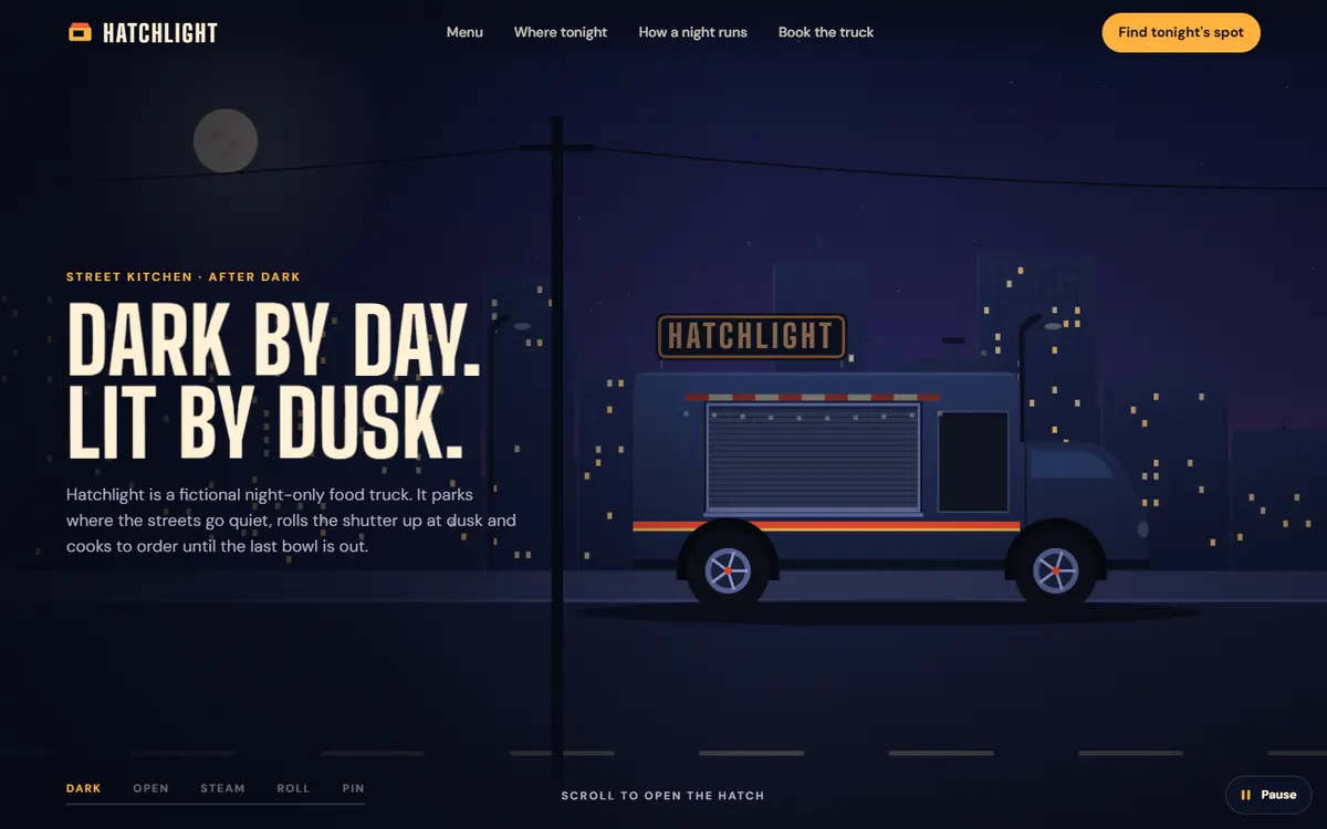 Hatchlight Night Truck That Lights Up on Scroll website template