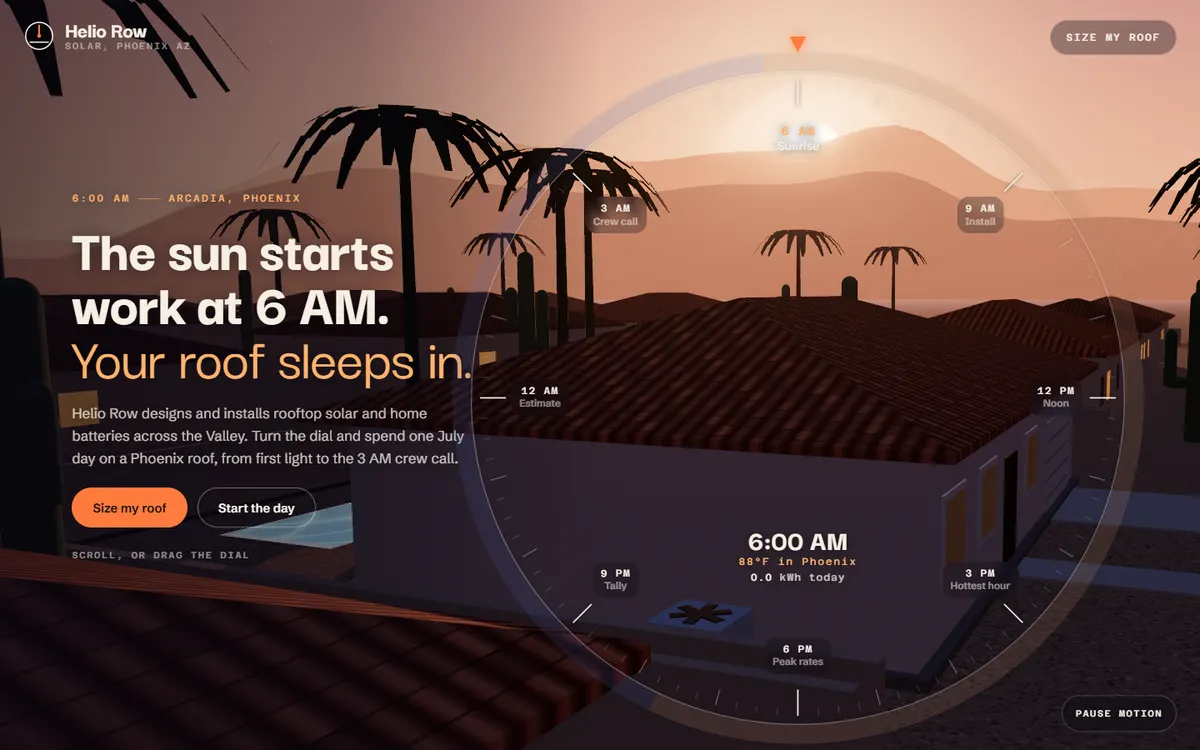 Helio Row Solar: One Phoenix Day on a Sun Dial website template