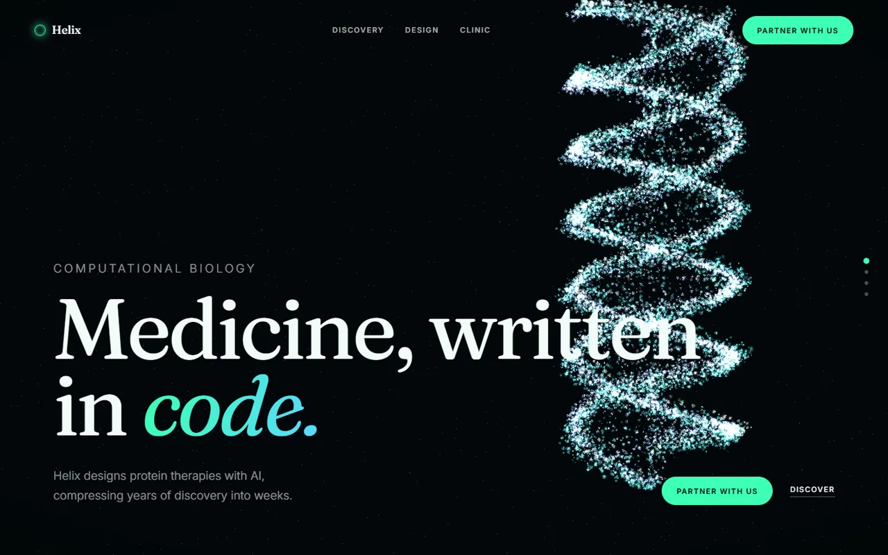 Helix Biotech Particle Scene website template