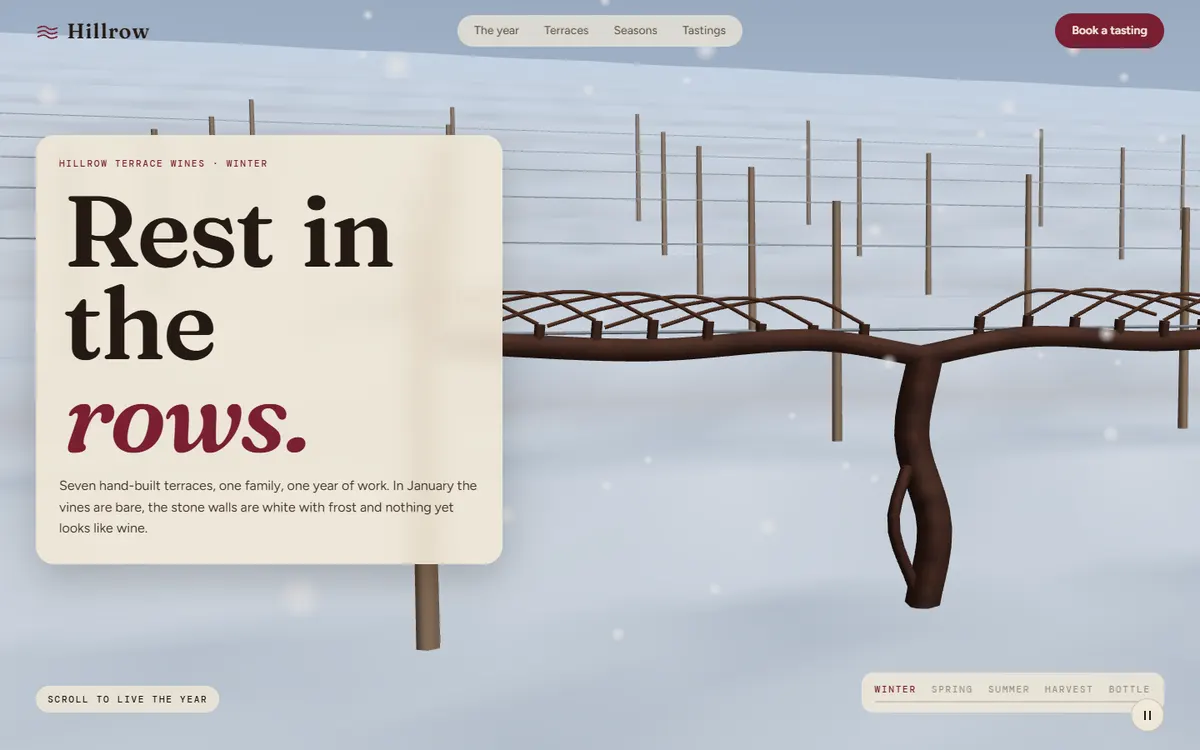 Hillrow Vineyard Year That Grows on Scroll website template
