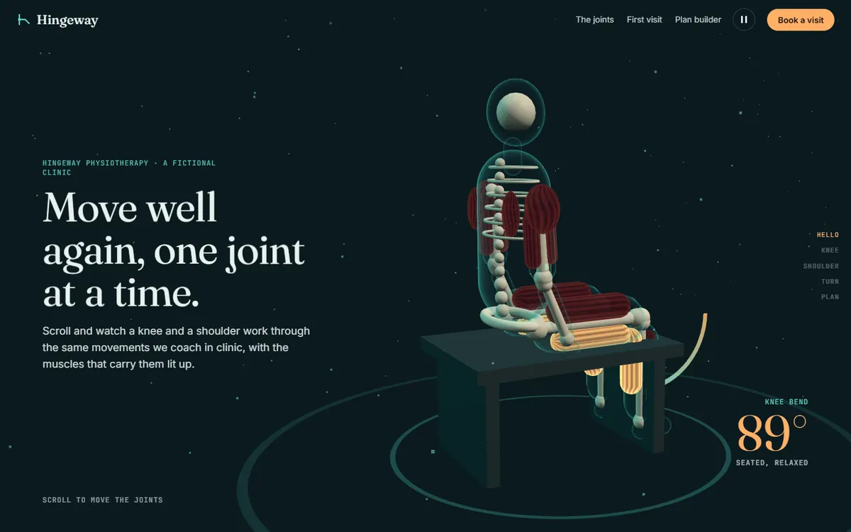 Hingeway Physio Joints That Move on Scroll website template