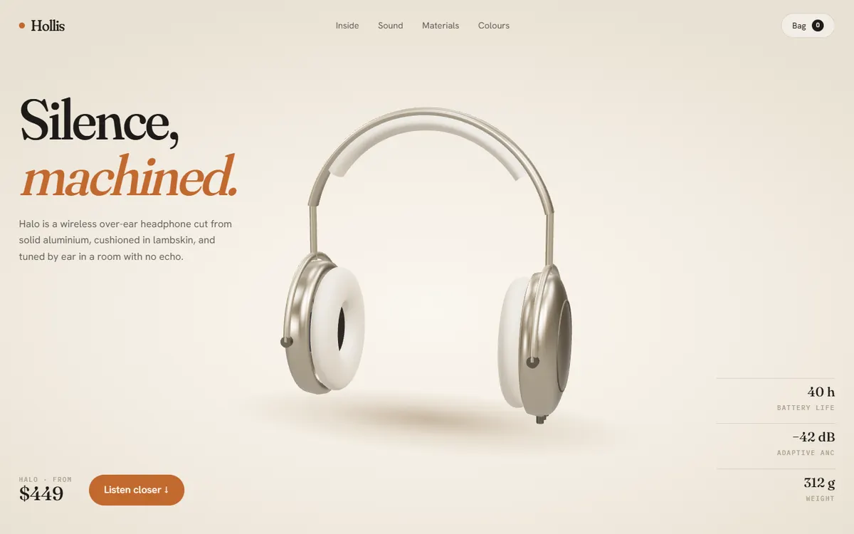Halo Headphones Exploded View website template
