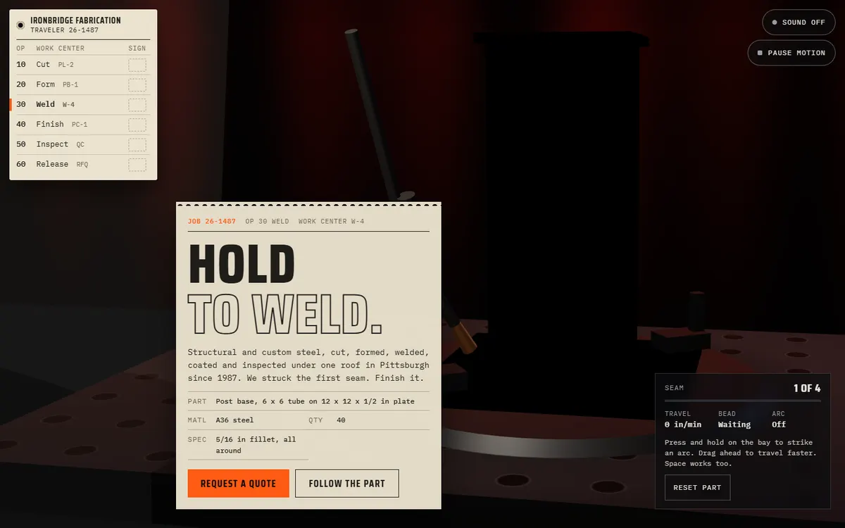 Ironbridge Hold to Weld Steel Fabrication Site website template