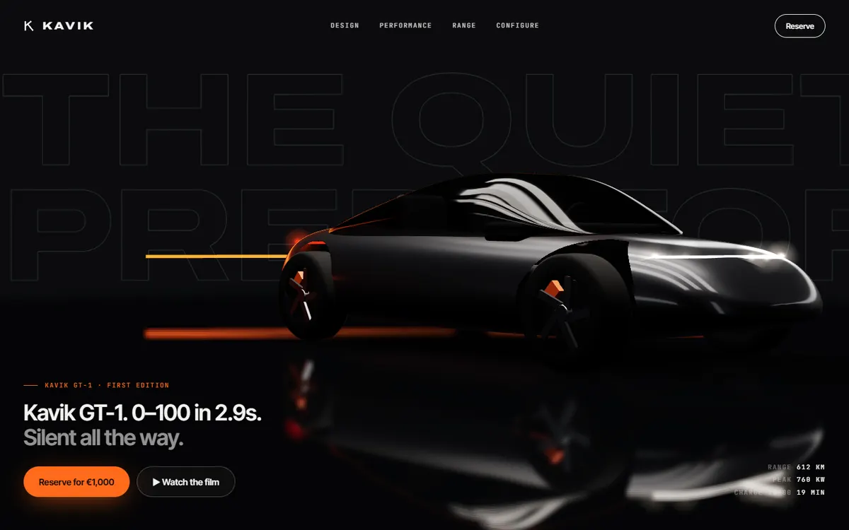 EV Scroll Camera Journey website template