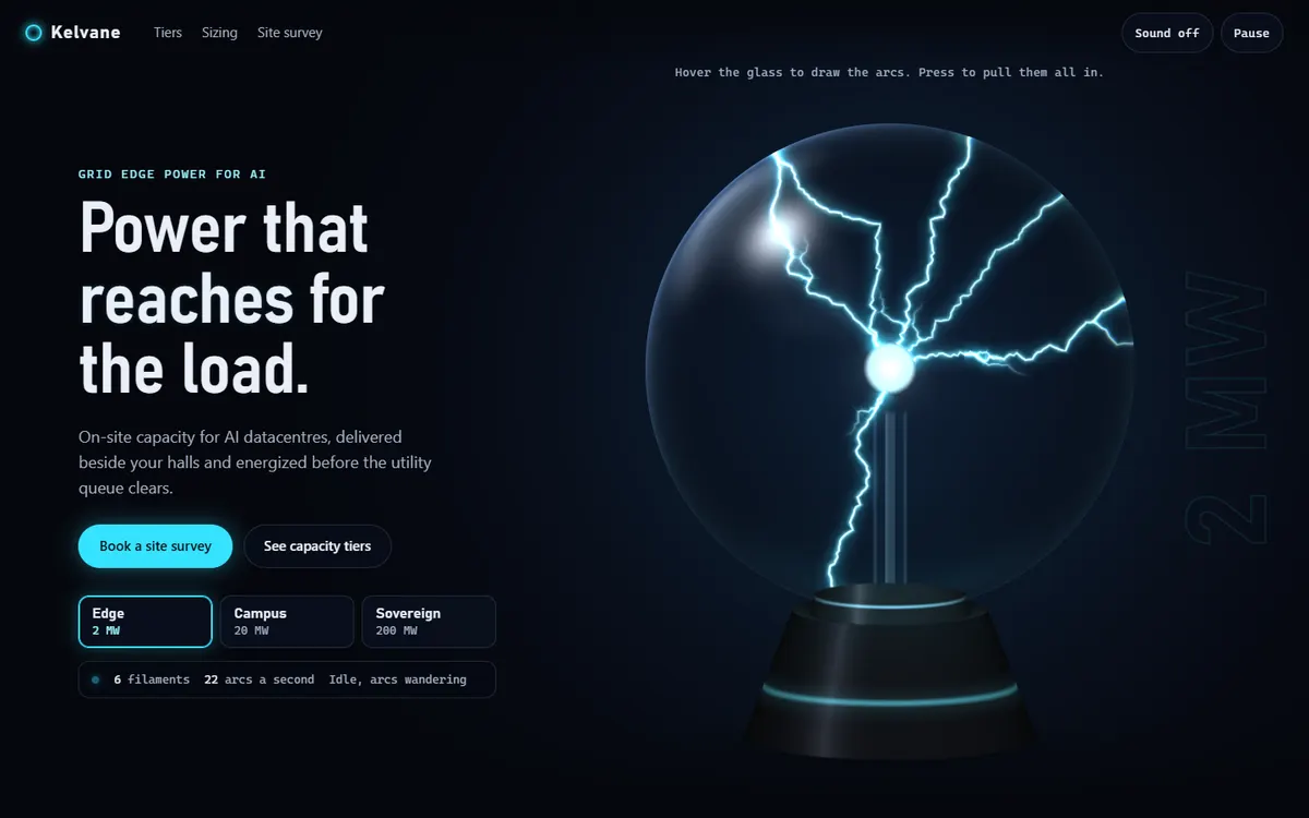 Kelvane Grid Power for AI website template