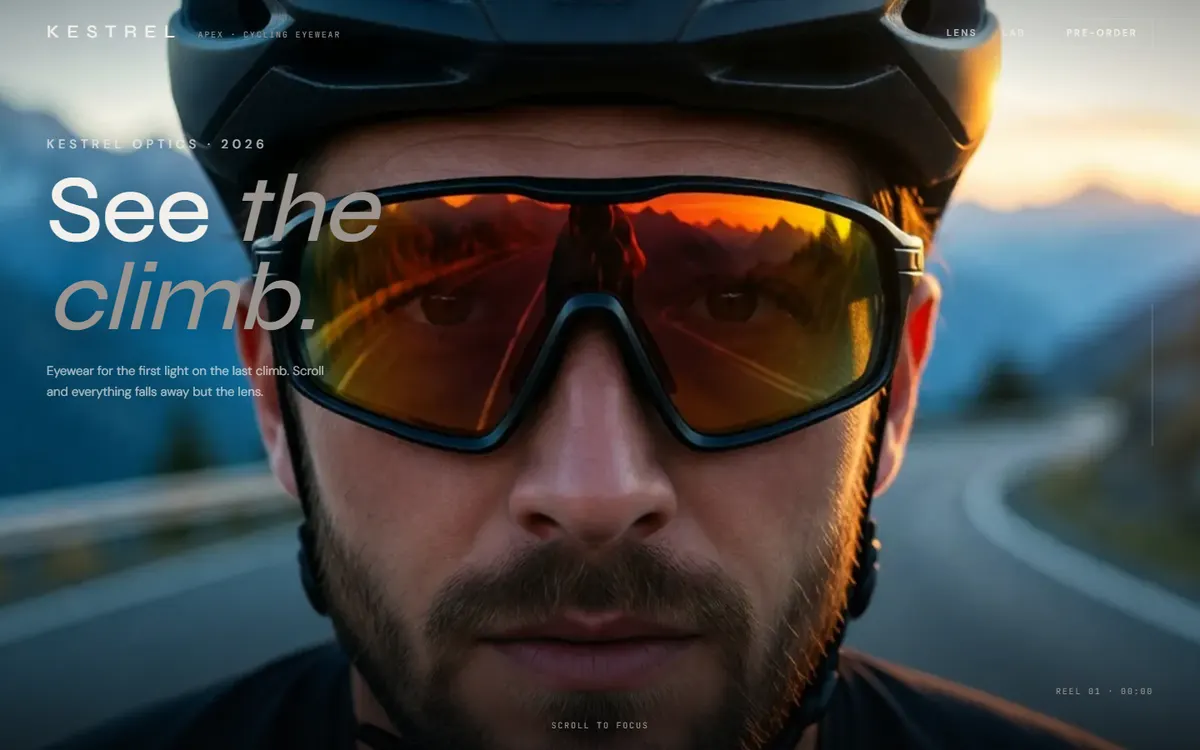 Kestrel Cycling Sunglasses website template