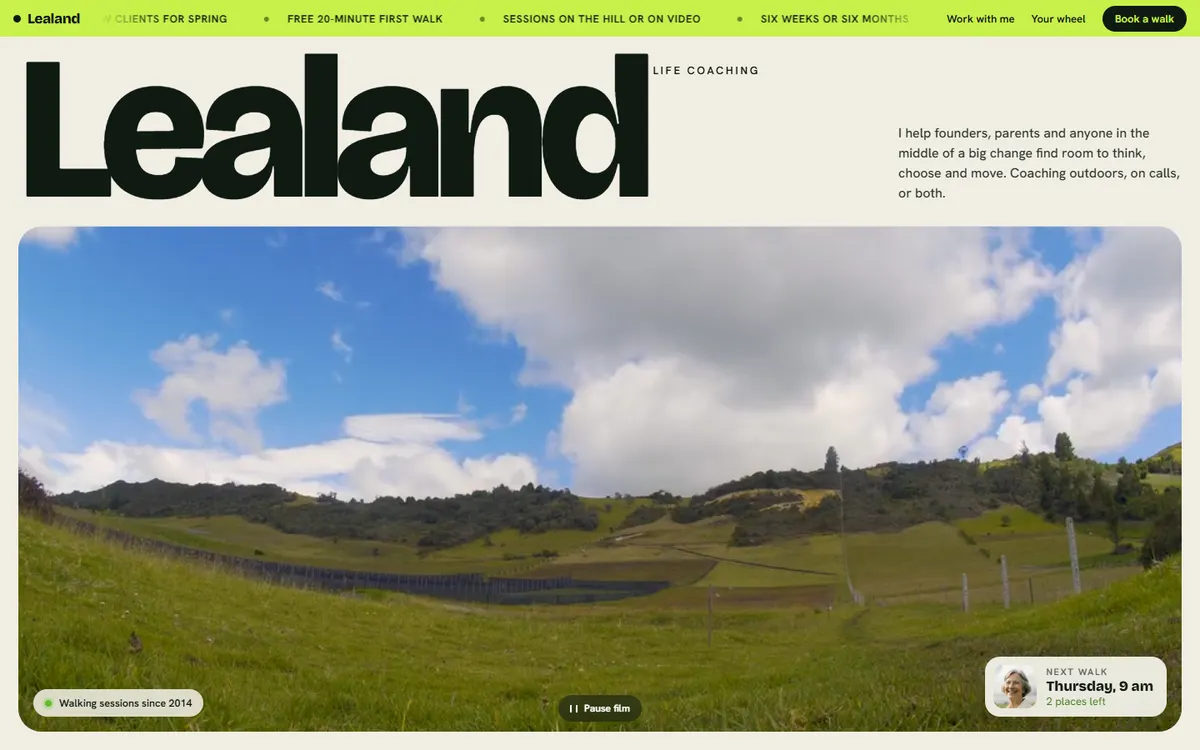 Lealand Meadow Window for a Life Coach website template
