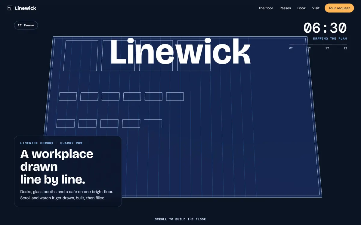 Linewick Floor Plan That Builds Itself on Scroll website template