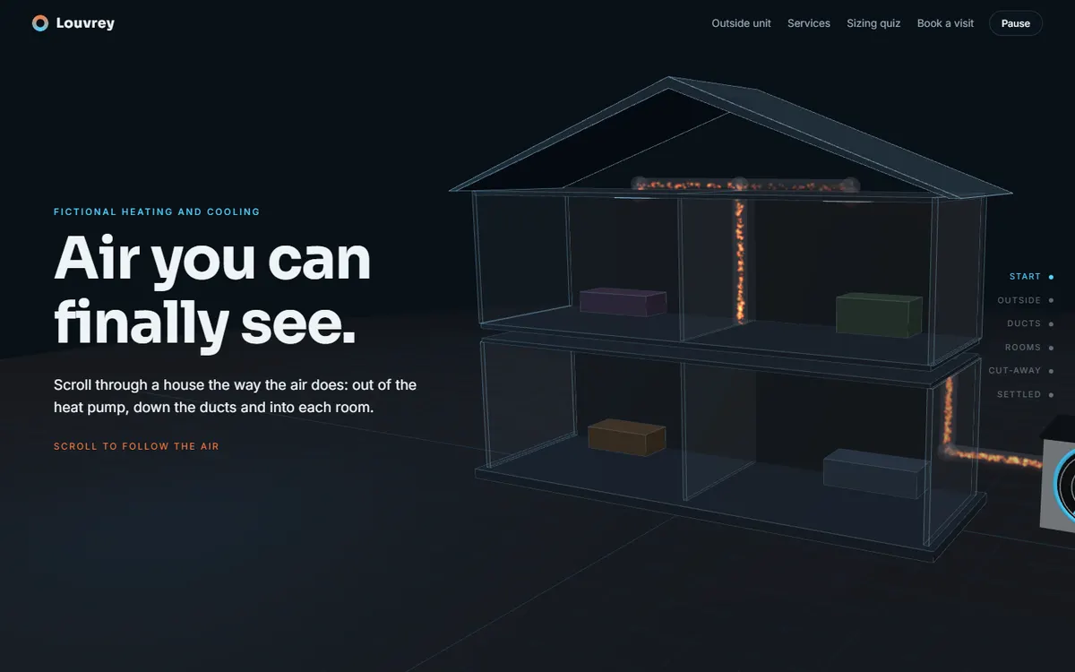 Louvrey Air Streams Through a Cut-Away House website template
