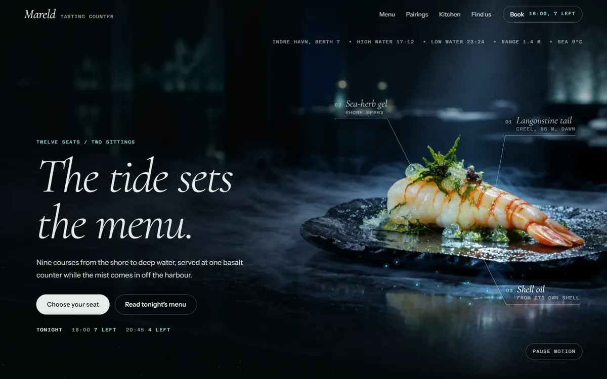 Mareld Tasting Counter website template