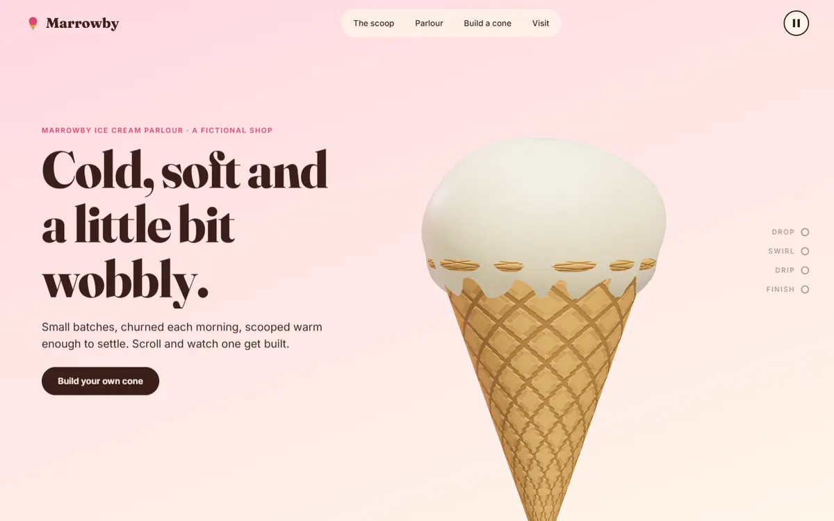 Marrowby Scoops That Drop, Swirl and Drip website template