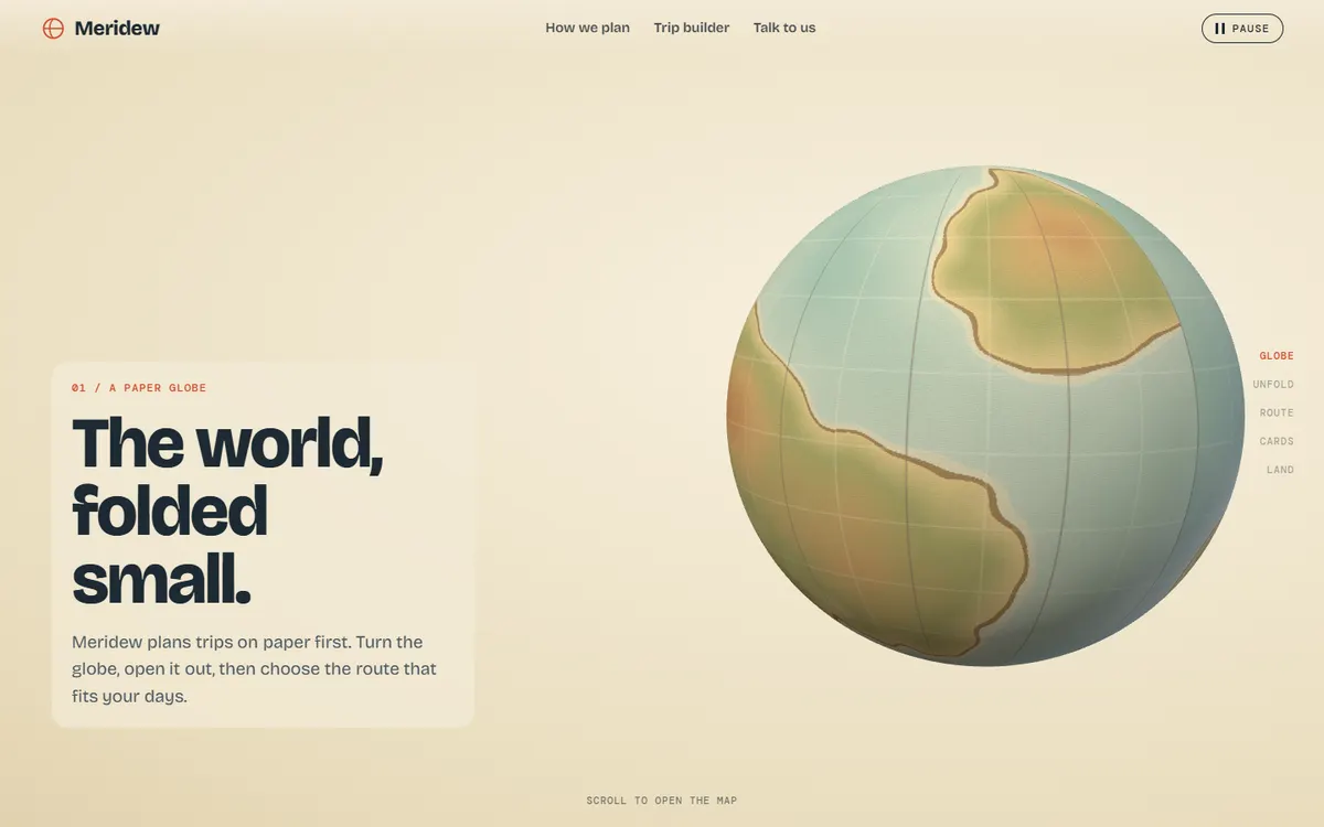 Meridew Paper Globe That Unfolds Into a Route Map website template