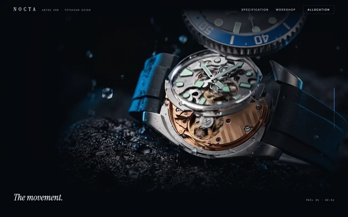 Nocta Dive Watch Take-Apart website template