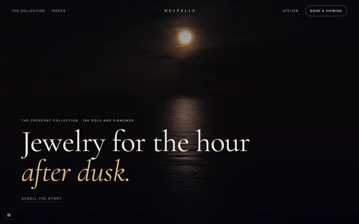 Nuitelle Jewelry for the Hour After Dusk website template