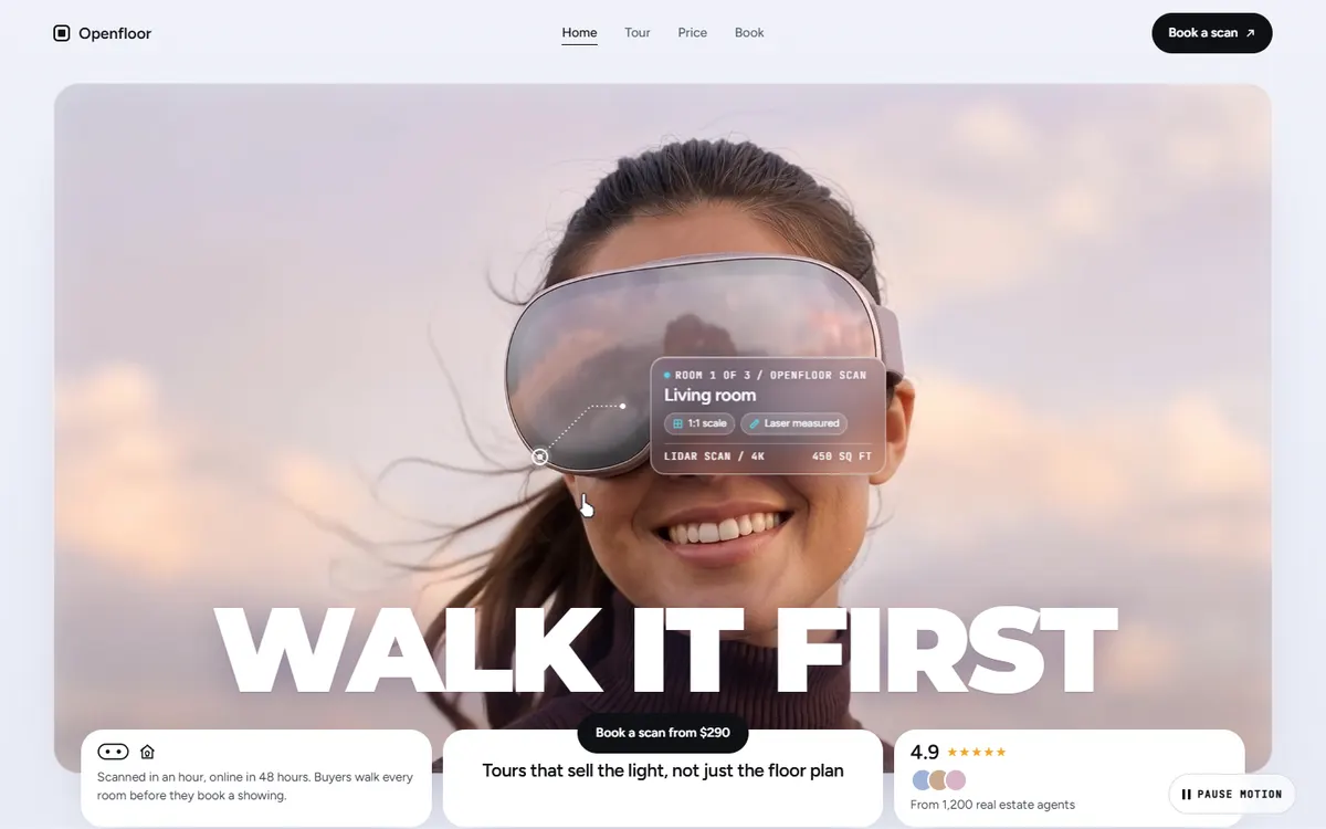 Openfloor VR Tours Headset Loop and a Walkable Floor Plan website template