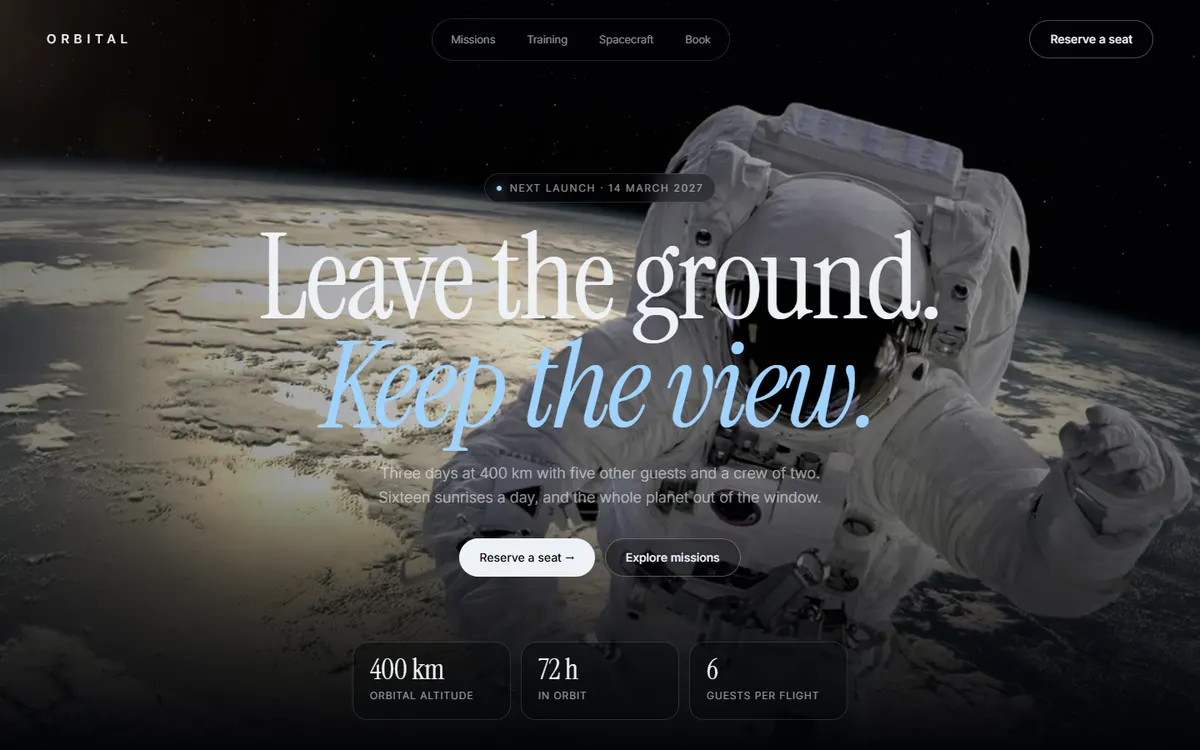 Orbital Space Voyages website template