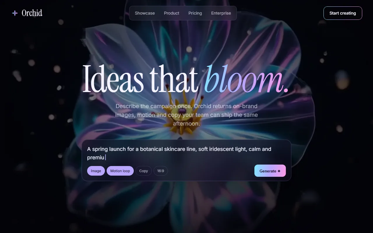 Orchid AI Creative Studio website template