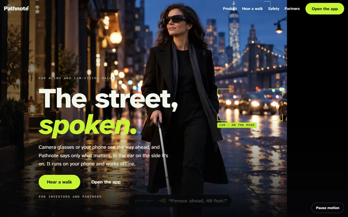 Pathnote Spoken Street Guide Night Walk Film website template