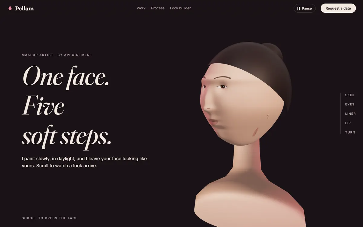 Pellam Makeup Artist Bust That Receives the Look website template