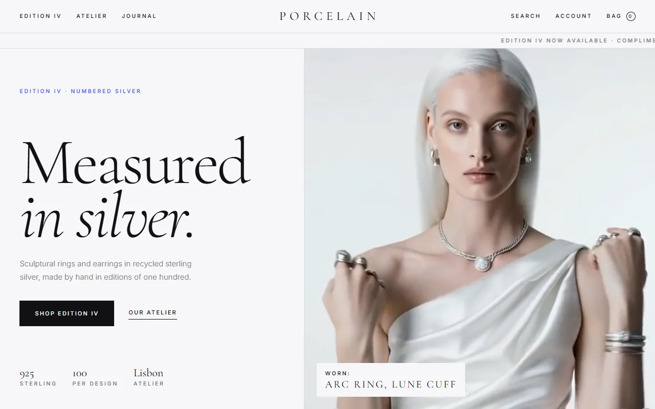 Porcelain Silver Jewelry website template
